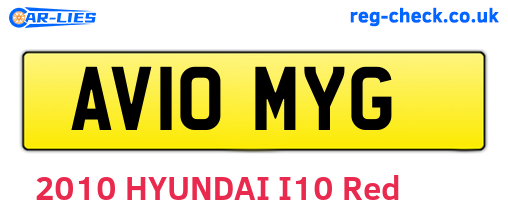 AV10MYG are the vehicle registration plates.