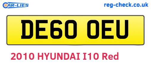 DE60OEU are the vehicle registration plates.