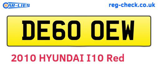DE60OEW are the vehicle registration plates.