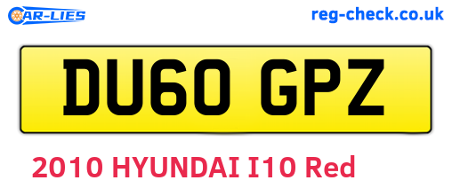 DU60GPZ are the vehicle registration plates.