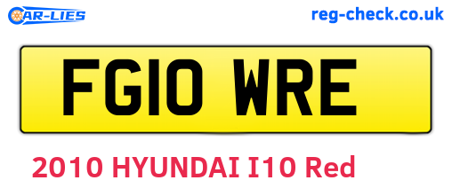 FG10WRE are the vehicle registration plates.