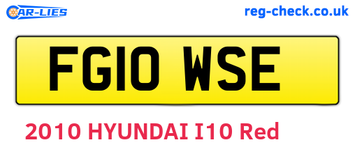 FG10WSE are the vehicle registration plates.