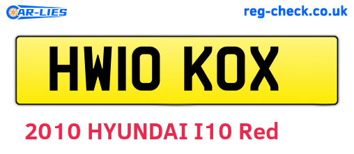 HW10KOX are the vehicle registration plates.