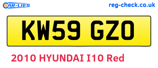 KW59GZO are the vehicle registration plates.