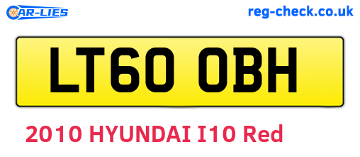 LT60OBH are the vehicle registration plates.