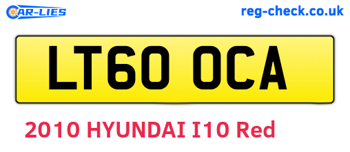 LT60OCA are the vehicle registration plates.