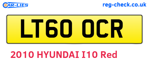 LT60OCR are the vehicle registration plates.