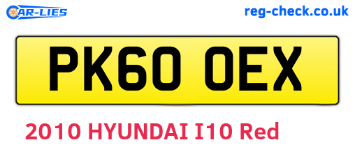 PK60OEX are the vehicle registration plates.