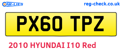 PX60TPZ are the vehicle registration plates.
