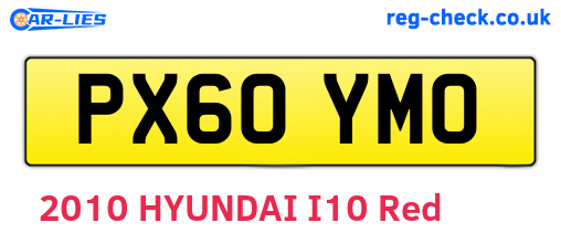 PX60YMO are the vehicle registration plates.