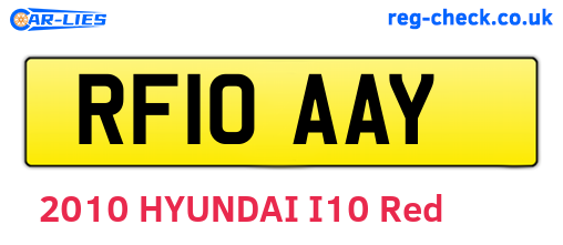 RF10AAY are the vehicle registration plates.