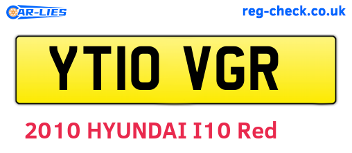 YT10VGR are the vehicle registration plates.