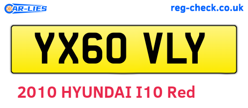 YX60VLY are the vehicle registration plates.
