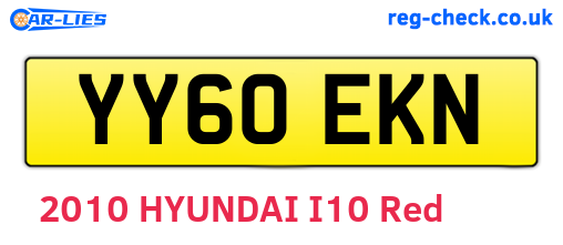 YY60EKN are the vehicle registration plates.