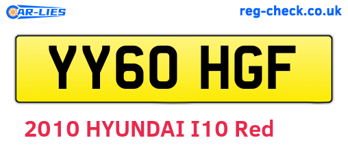 YY60HGF are the vehicle registration plates.