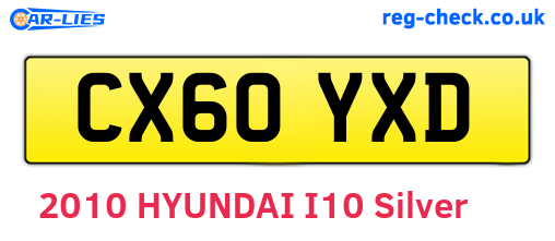 CX60YXD are the vehicle registration plates.