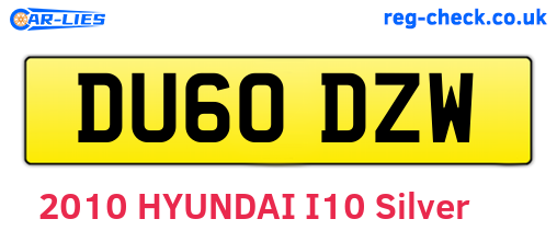 DU60DZW are the vehicle registration plates.