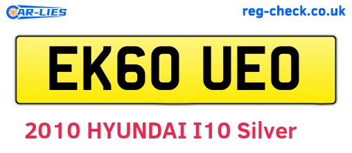 EK60UEO are the vehicle registration plates.