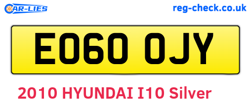EO60OJY are the vehicle registration plates.