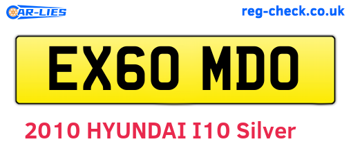 EX60MDO are the vehicle registration plates.