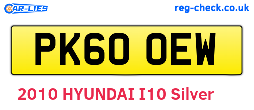 PK60OEW are the vehicle registration plates.