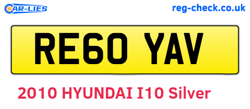 RE60YAV are the vehicle registration plates.