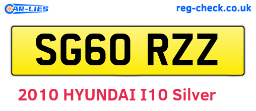 SG60RZZ are the vehicle registration plates.