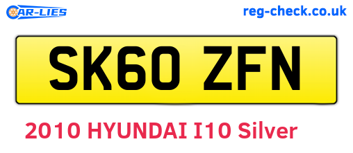 SK60ZFN are the vehicle registration plates.