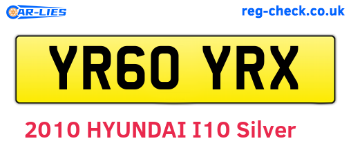 YR60YRX are the vehicle registration plates.