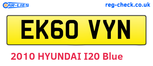 EK60VYN are the vehicle registration plates.