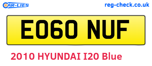 EO60NUF are the vehicle registration plates.