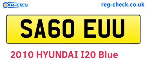 SA60EUU are the vehicle registration plates.
