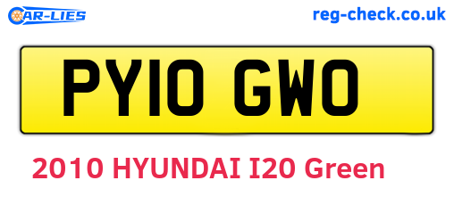 PY10GWO are the vehicle registration plates.