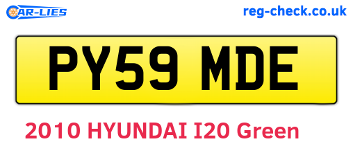 PY59MDE are the vehicle registration plates.
