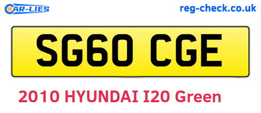 SG60CGE are the vehicle registration plates.