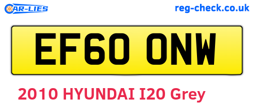 EF60ONW are the vehicle registration plates.