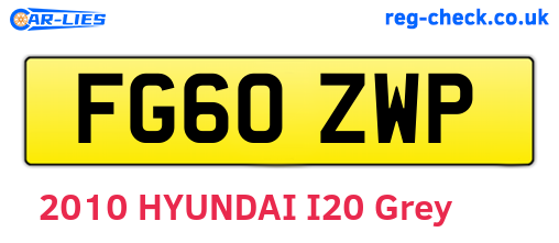 FG60ZWP are the vehicle registration plates.