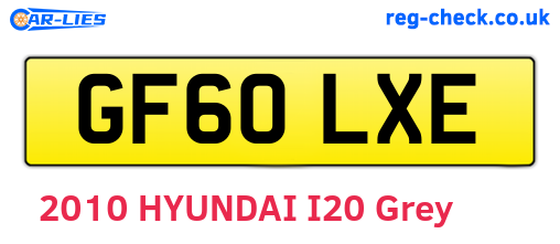 GF60LXE are the vehicle registration plates.
