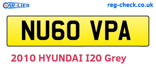 NU60VPA are the vehicle registration plates.