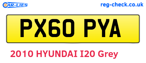 PX60PYA are the vehicle registration plates.