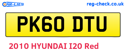 PK60DTU are the vehicle registration plates.