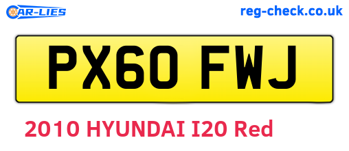 PX60FWJ are the vehicle registration plates.