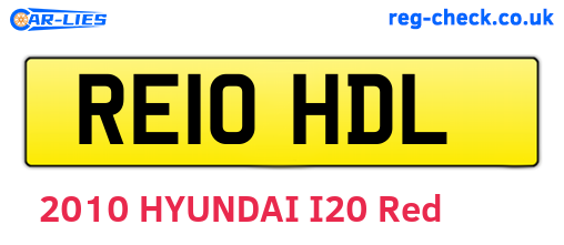 RE10HDL are the vehicle registration plates.