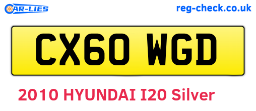 CX60WGD are the vehicle registration plates.