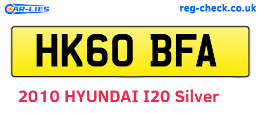 HK60BFA are the vehicle registration plates.