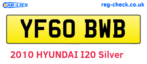 YF60BWB are the vehicle registration plates.