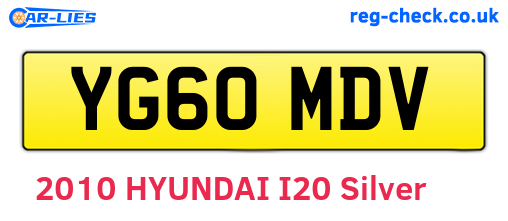 YG60MDV are the vehicle registration plates.