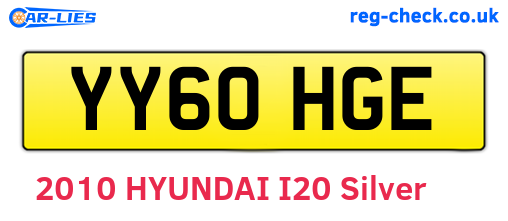 YY60HGE are the vehicle registration plates.