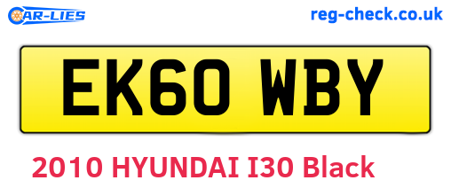 EK60WBY are the vehicle registration plates.
