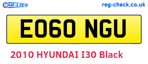 EO60NGU are the vehicle registration plates.
